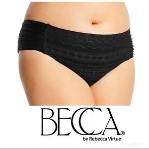 Becca by Rebecca Virtue Crochet Hipster Ruched Tab Bikini Bottom